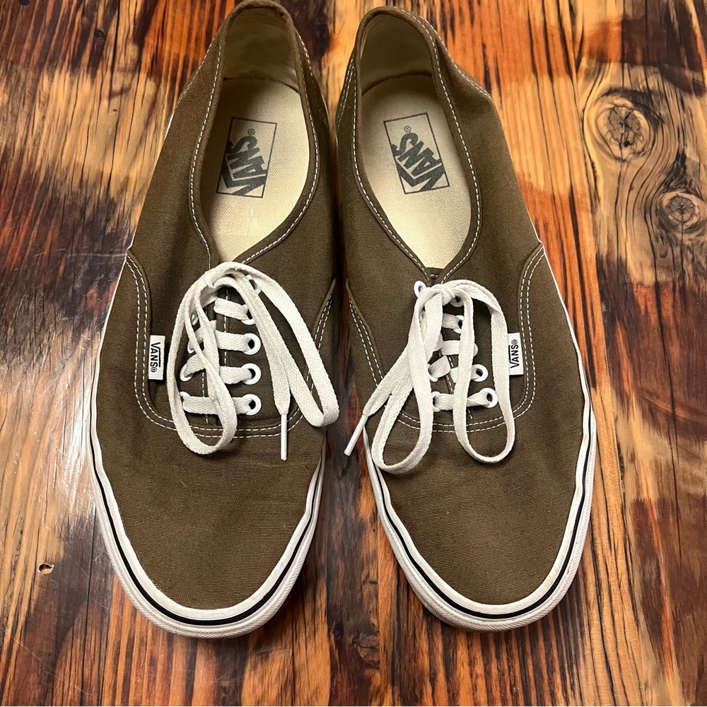 Green Vans canvas shoes. Size 12.
